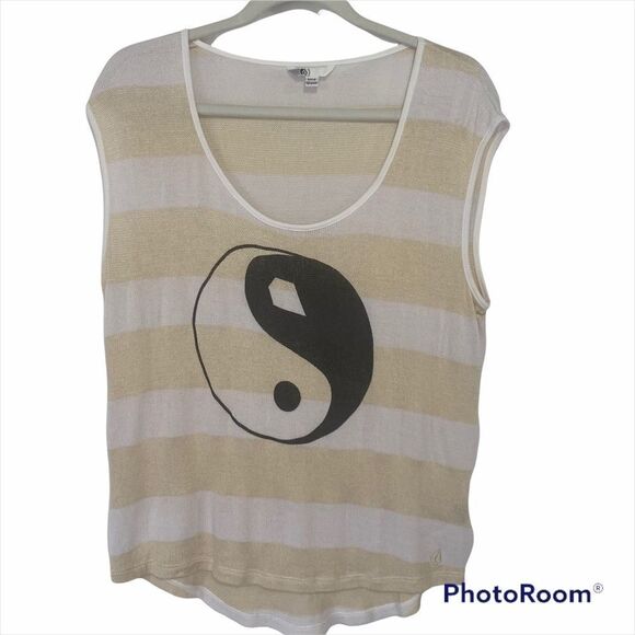 Volcom Yin Yang Striped Sleeveless Knit Top Womens Small Lightweight - Picture 1 of 4